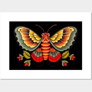 Vintage Retro Boho Moth Tattoo Art Posters and Art